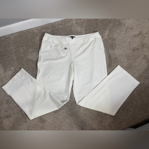 NWT Eileen Fisher Washable Stretch Crepe Pull On White Slim Bootcut Pant 1X - Picture 1 of 11